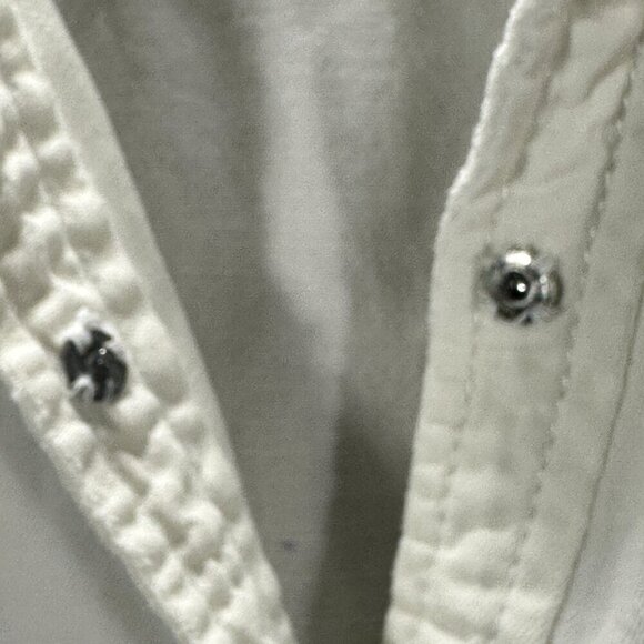 Chicos Blouse Womens Large Blue Green White Cotton Gradient Dye Button Up Shirt - Picture 6 of 7